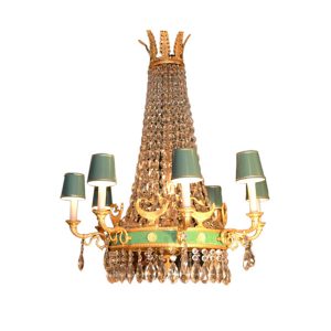 Crystal and Bronze Chandelier