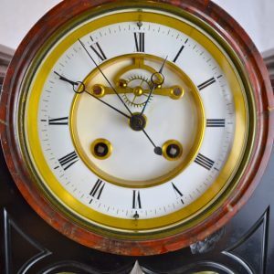 Black and Rouge Marble Clock with Multiple Complications