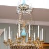 Baltic Empire Turquoise Glass Crystal Gilt Bronze Chandelier