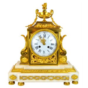 Louis XVI Style Marble And Gilt Bronze Clock