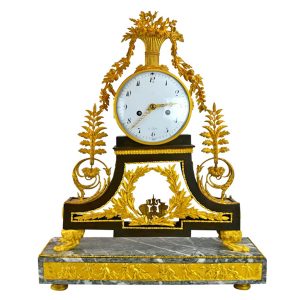 Marble and Gilt Bronze Clock After Deverberie