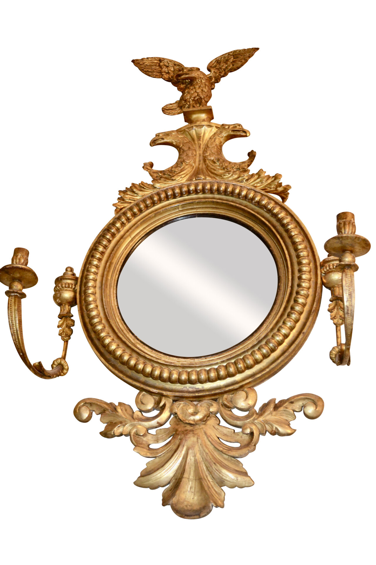 English Regency Bulls Eye Mirror - Three Centuries Shop - Antiques