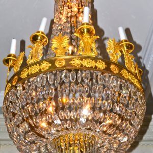 Empire Gilt Bronze and Crystal Chandelier