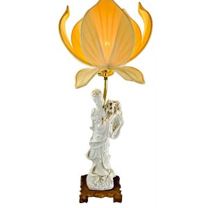 Blanc De Chine Lamp with a Lotus Flower Shade