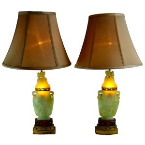 Chinese Jadeite Stone Lamps