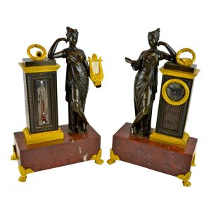 Empire Clock and Barometer Desk Set