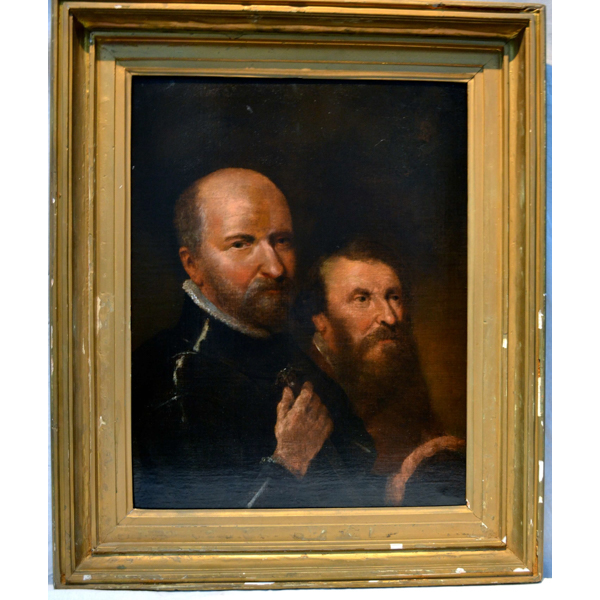 Oil Painting of Two Renaissance Gentlemen - Three Centuries Shop - Antiques