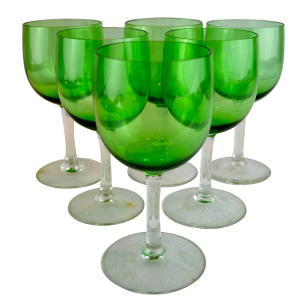 Six Emerald Coloured Glasses Three Centuries Shop Antiques
