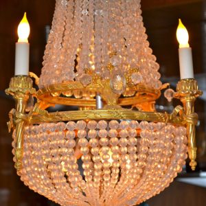 Empire Style Crystal and Gilt Bronze Chandelier