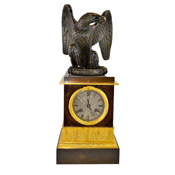 French Empire Patinated Bronze Eagle Clock Three Centuries Shop