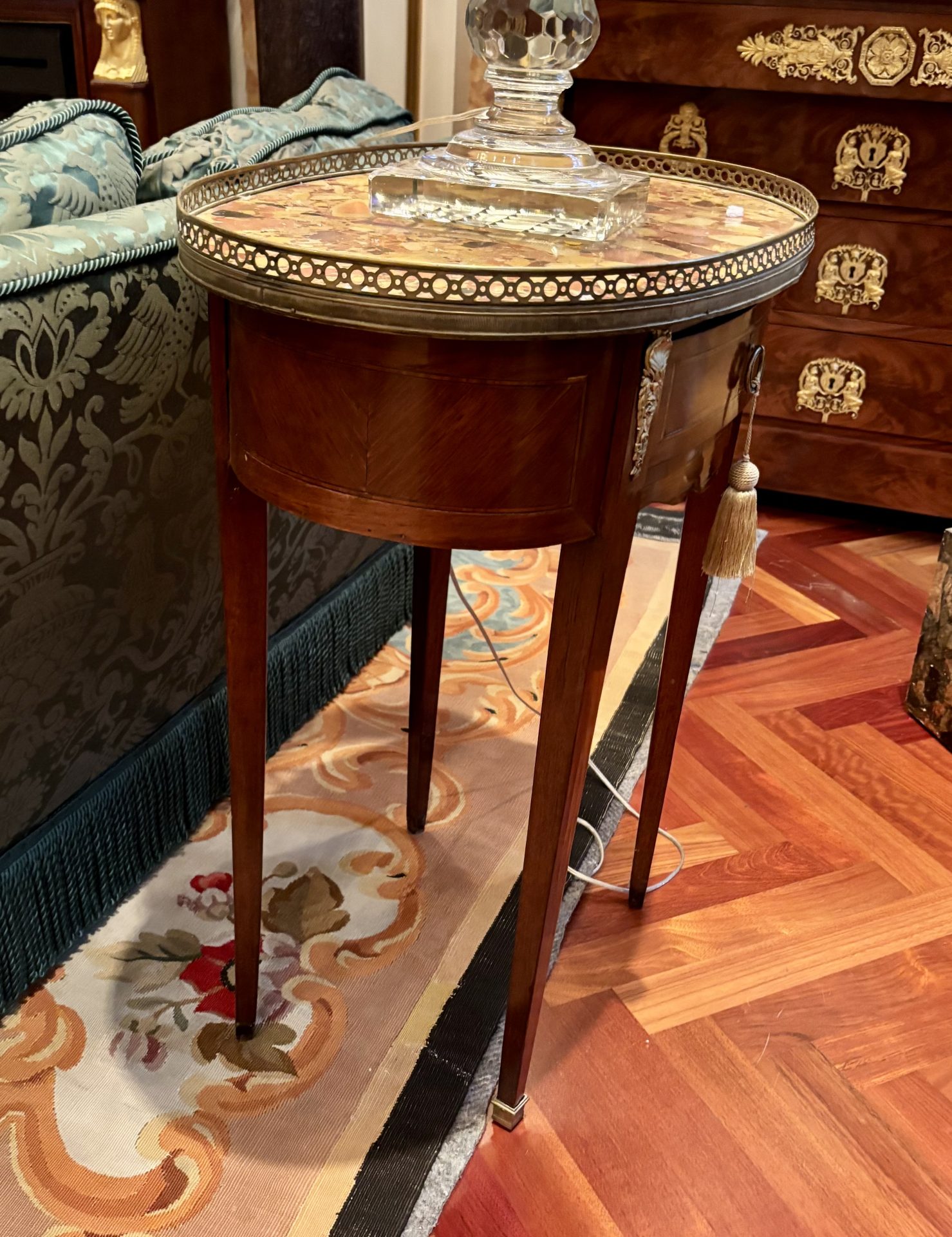French Louis XVI Style Occasional Table with Breche Marble Top - Image 12