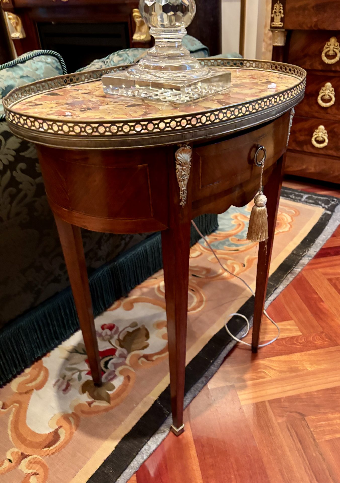 French Louis XVI Style Occasional Table with Breche Marble Top - Image 7