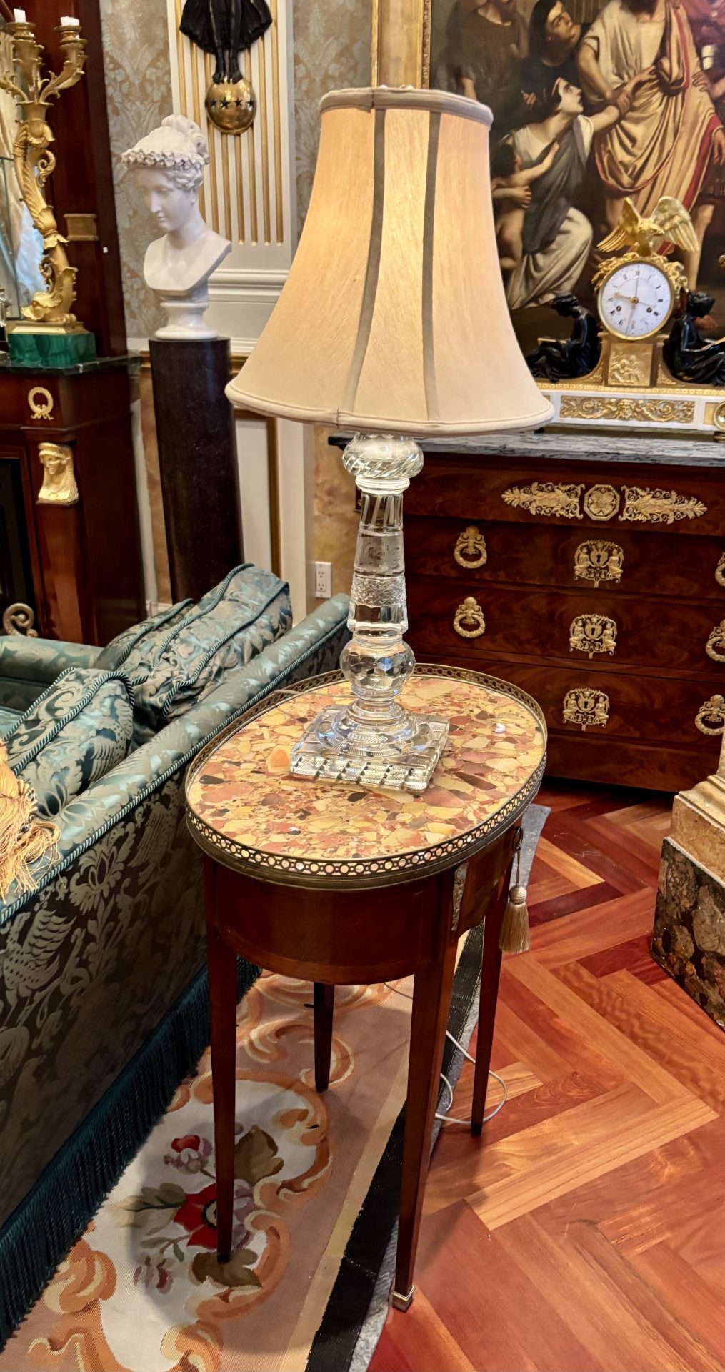French Louis XVI Style Occasional Table with Breche Marble Top - Image 8