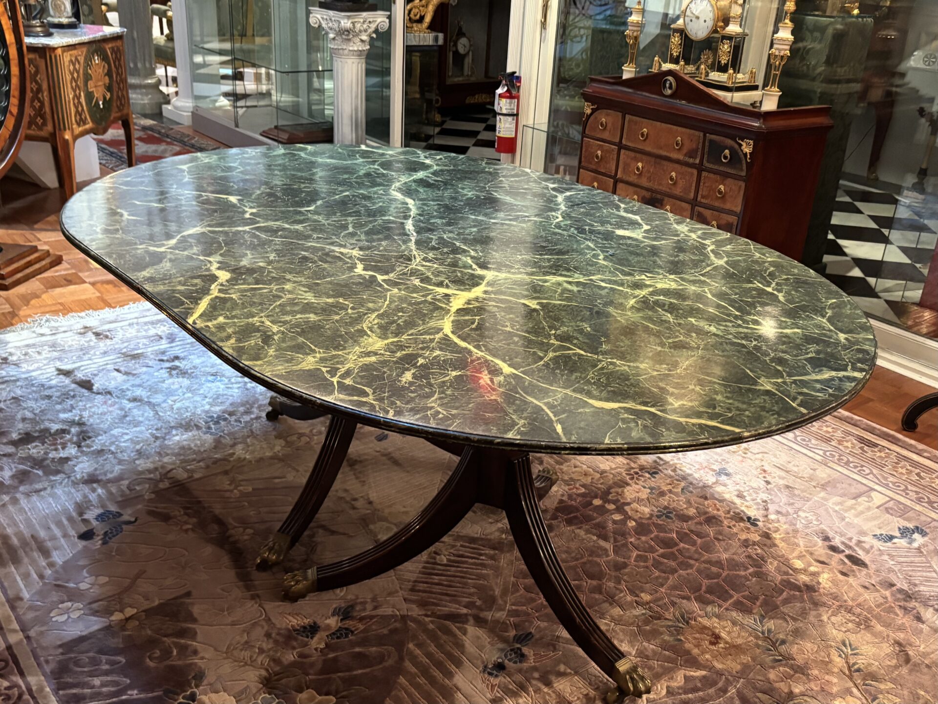 Sheraton style Dining Table with Faux Marble top - Image 11