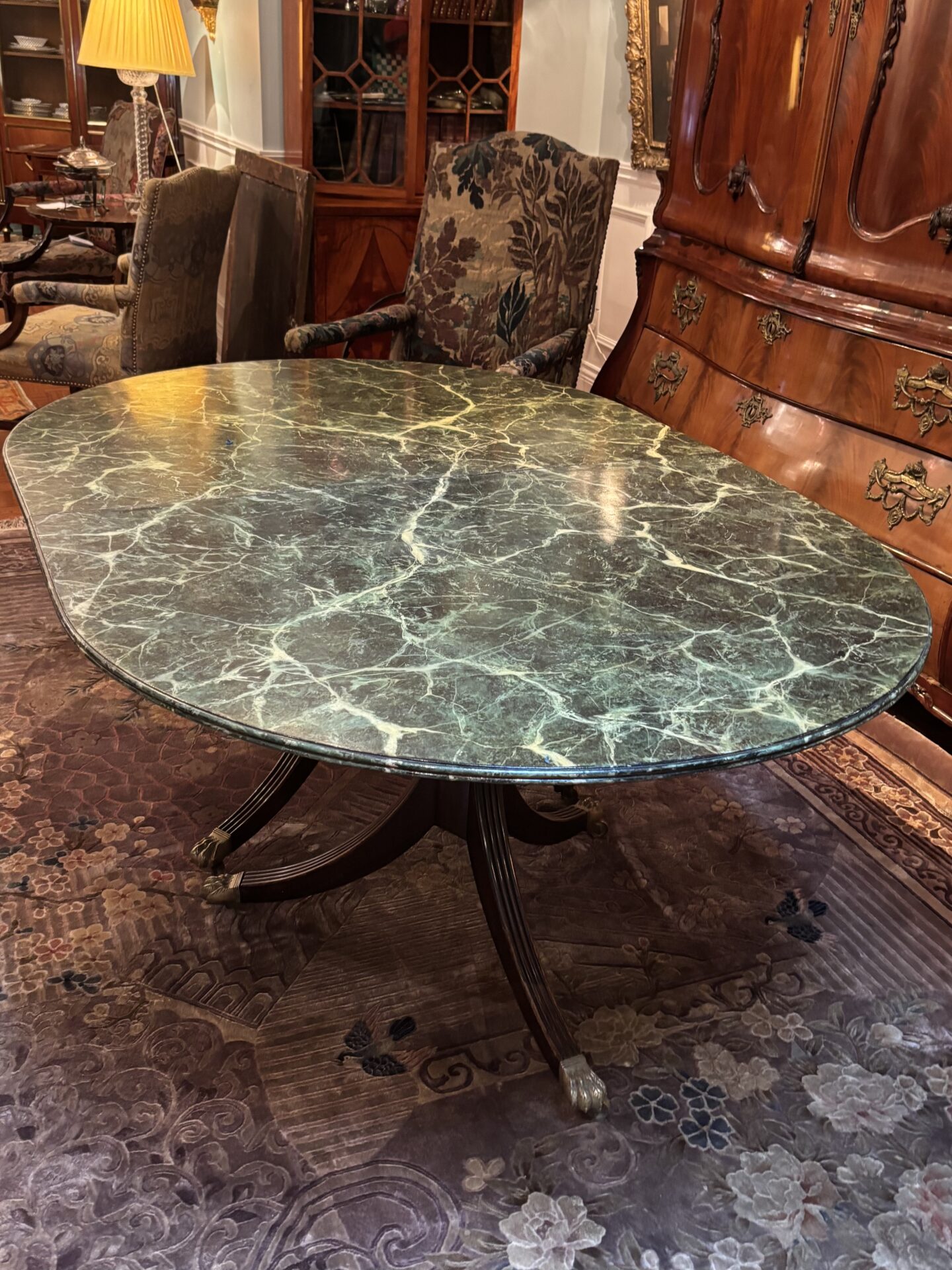 Sheraton style Dining Table with Faux Marble top - Image 10