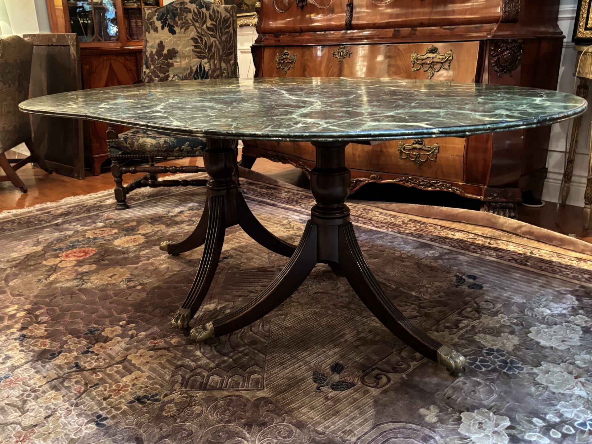 Sheraton style Dining Table with Faux Marble top - Image 8