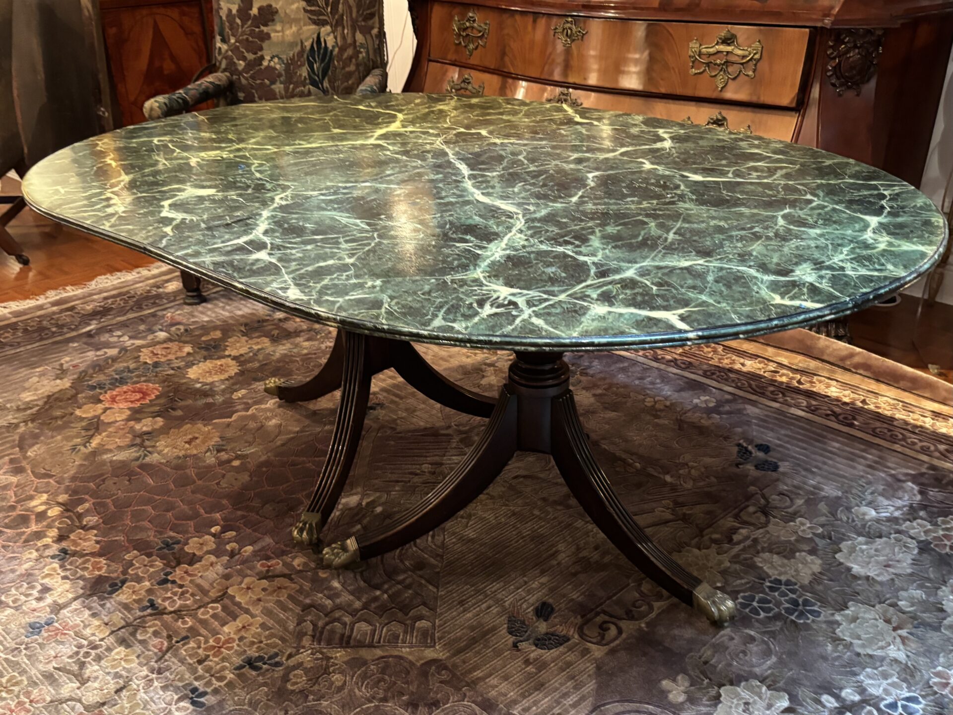 Sheraton style Dining Table with Faux Marble top - Image 7