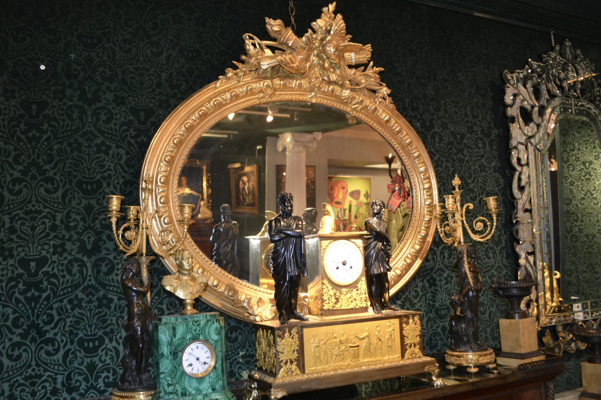 Large 19thC Louis XVI Style Giltwood Oval Mirror - Image 9