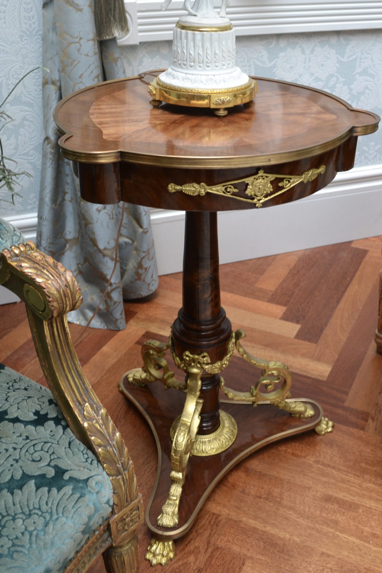 French Napoleon III Style Tulipwood and Mahogany Table - Image 9