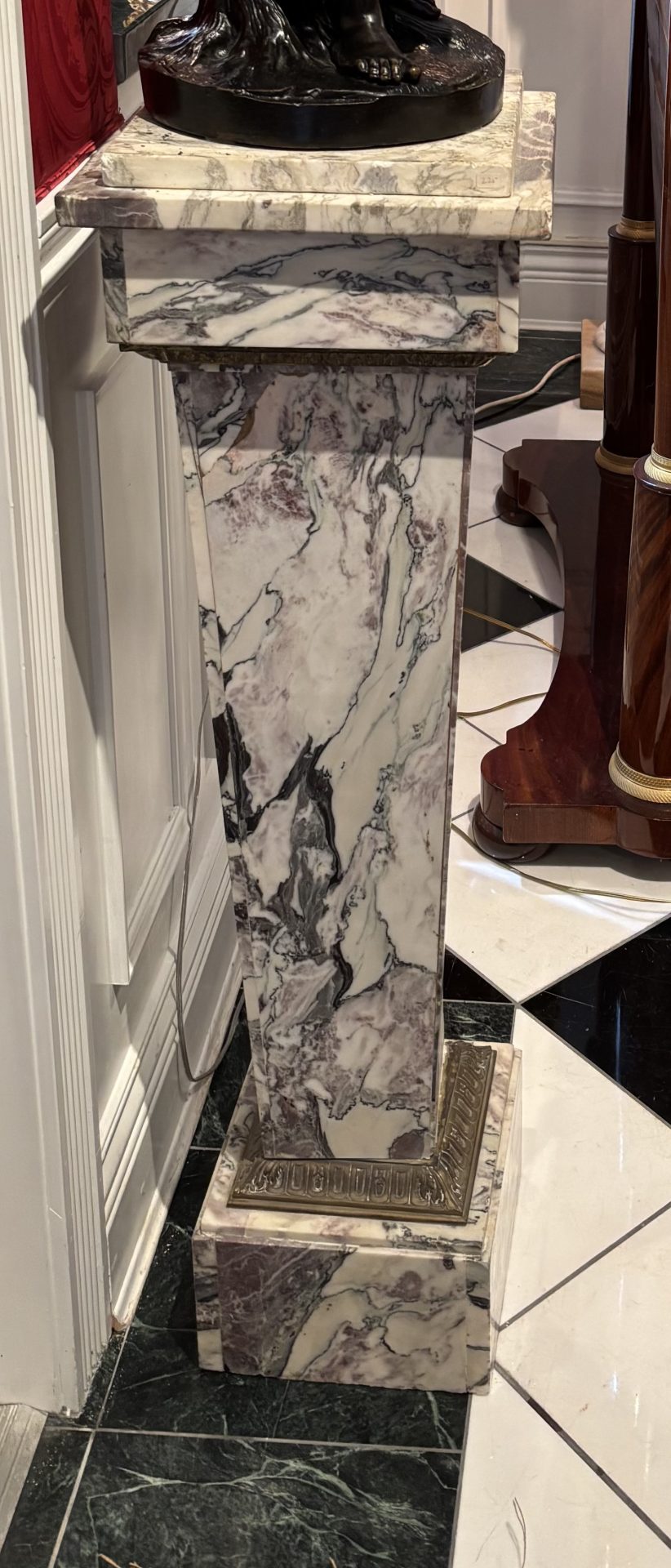 Grey Marble Column with Gilt Bronze Trim - Image 12