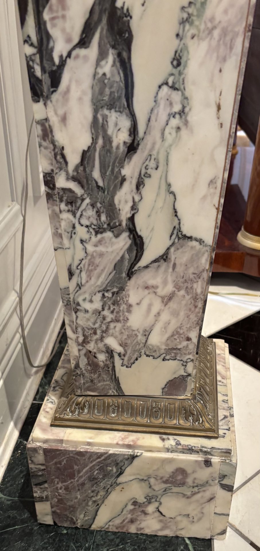 Grey Marble Column with Gilt Bronze Trim - Image 13