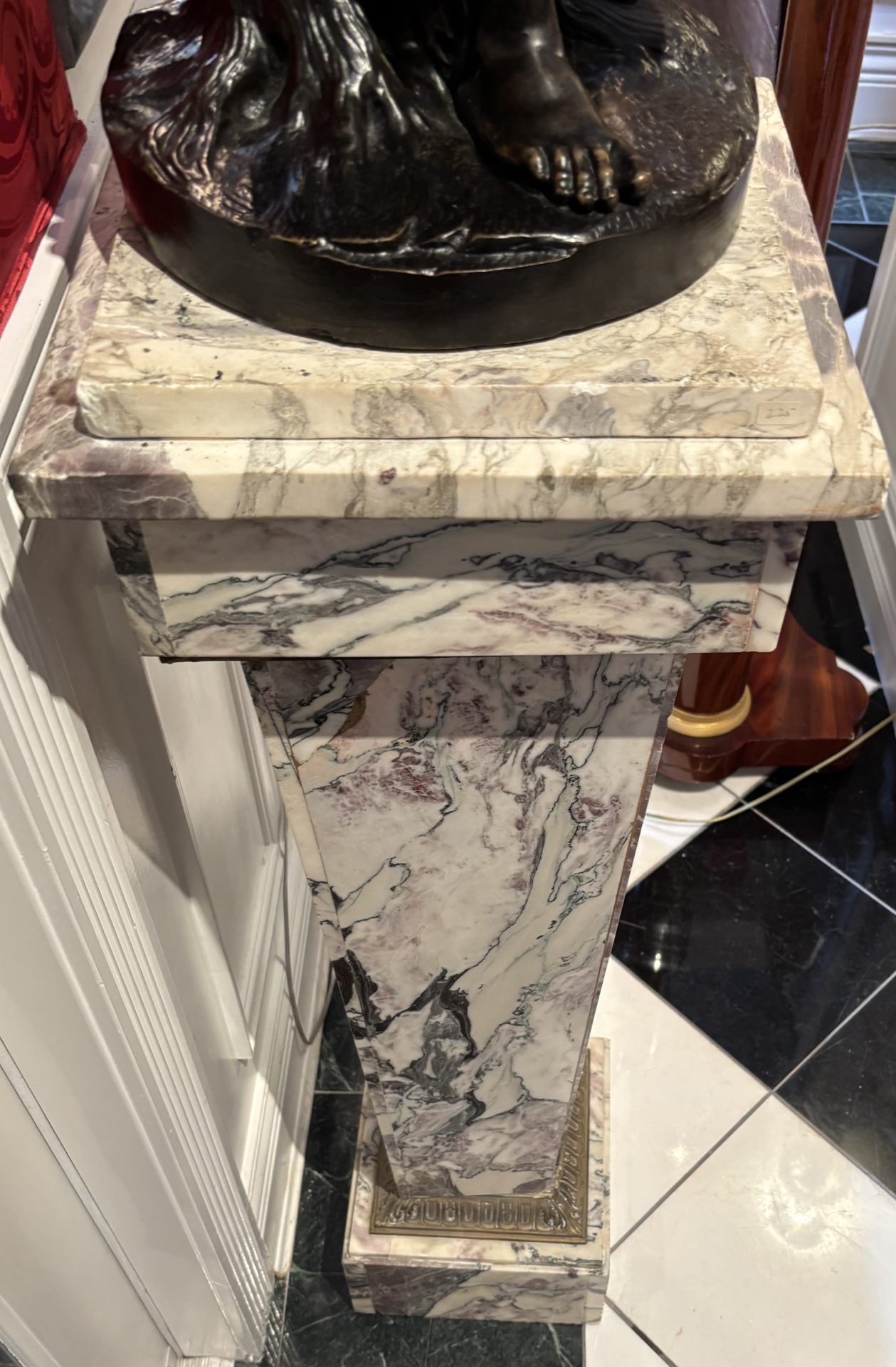 Grey Marble Column with Gilt Bronze Trim - Image 14