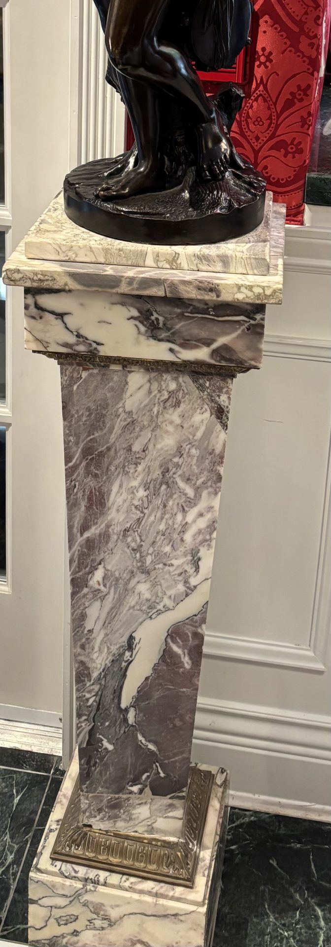 Grey Marble Column with Gilt Bronze Trim - Image 11