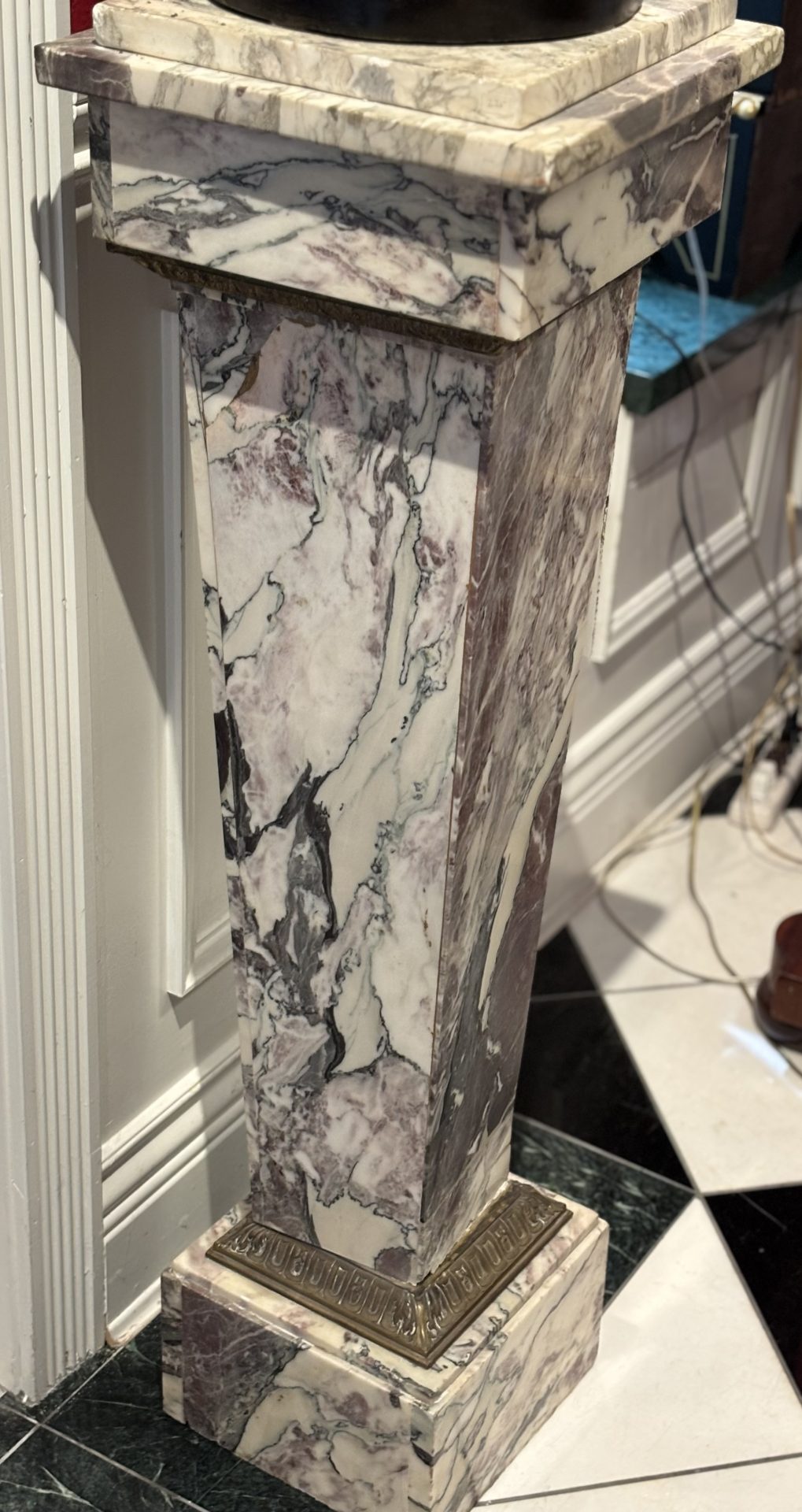 Grey Marble Column with Gilt Bronze Trim - Image 10