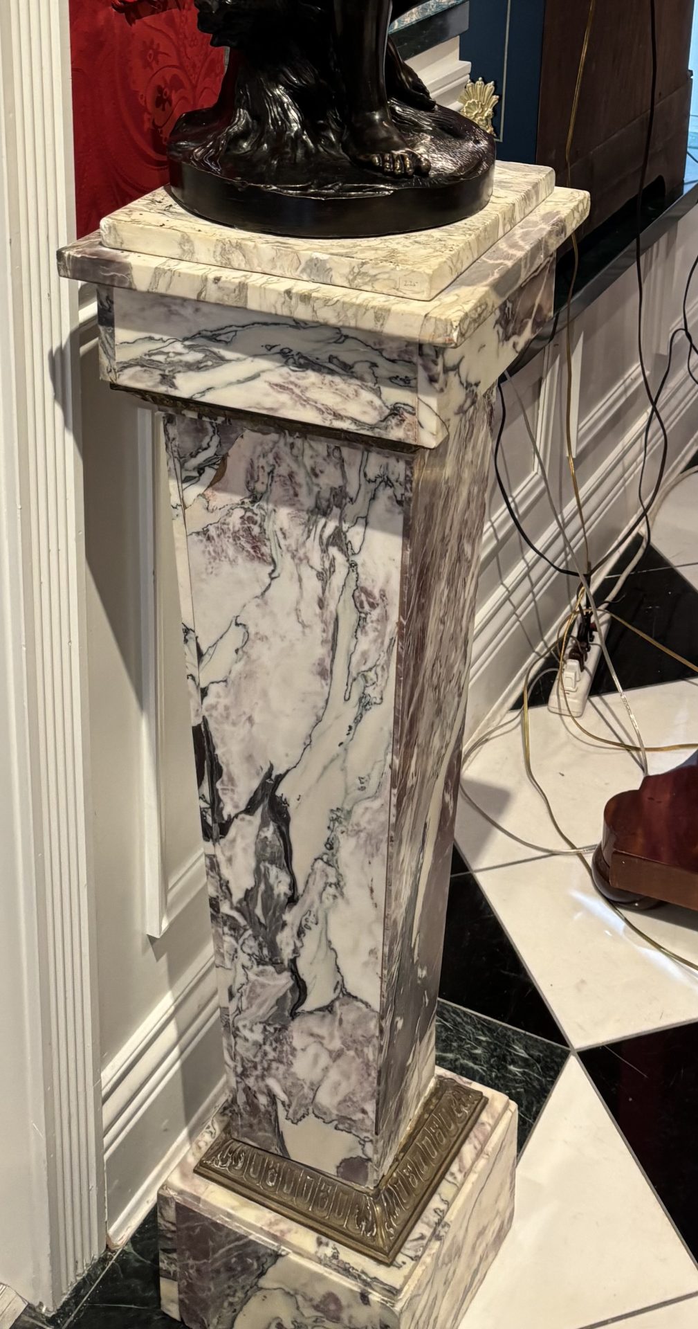 Grey Marble Column with Gilt Bronze Trim - Image 9