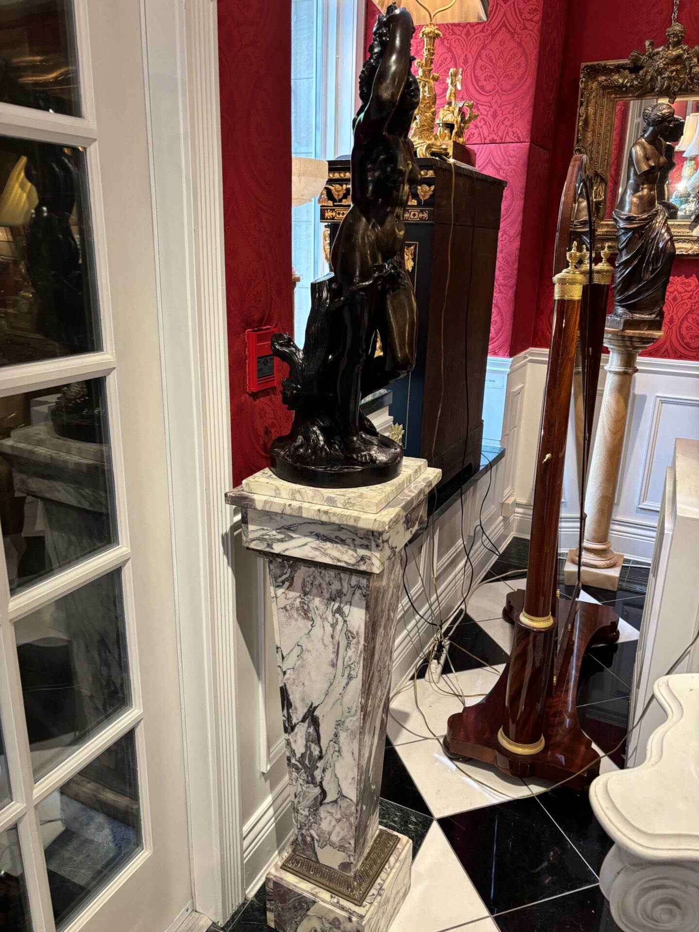 Grey Marble Column with Gilt Bronze Trim - Image 8
