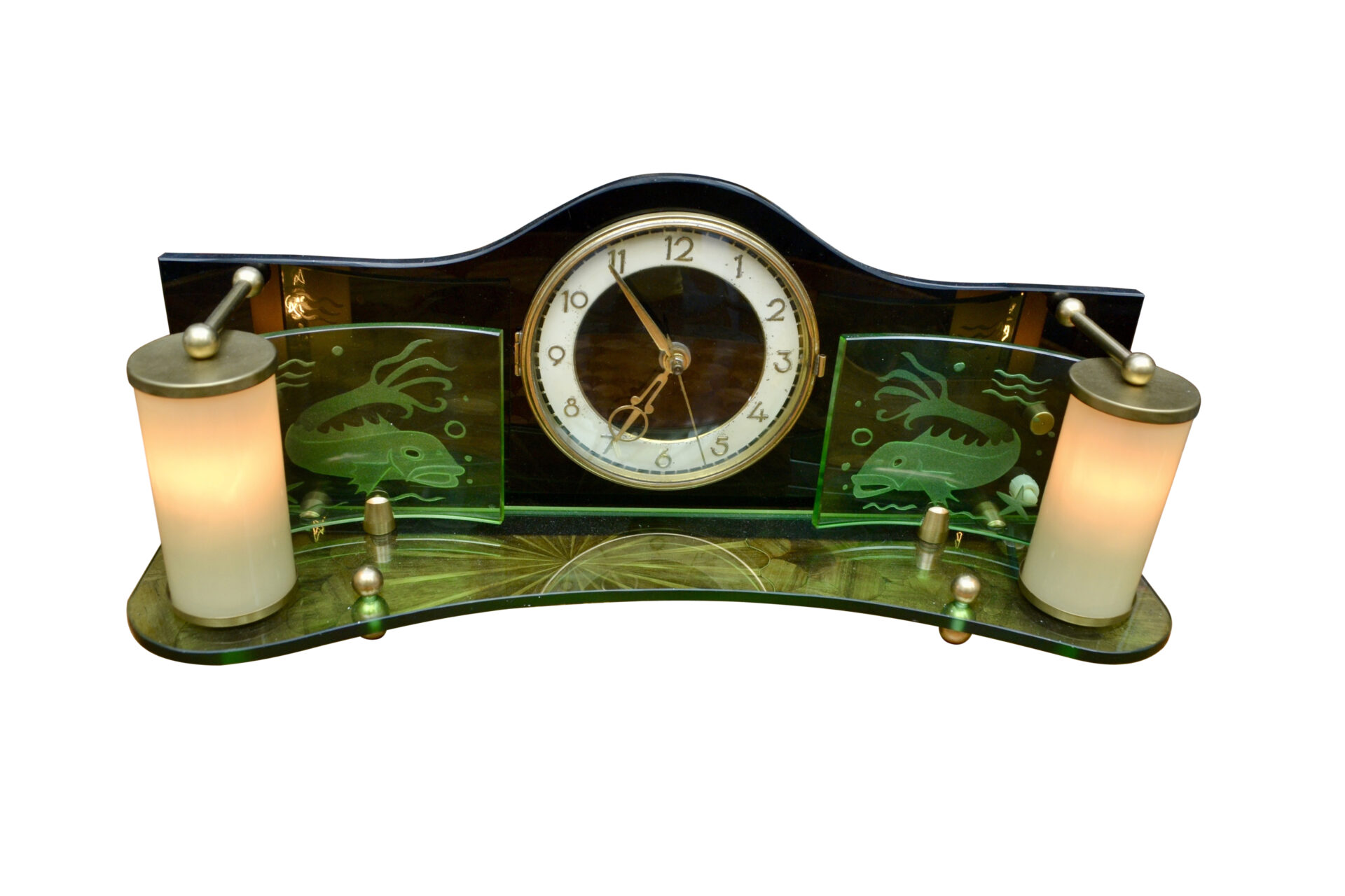 Art Deco Style Mid-Century Jacob Palmtag Desk Clock - Three