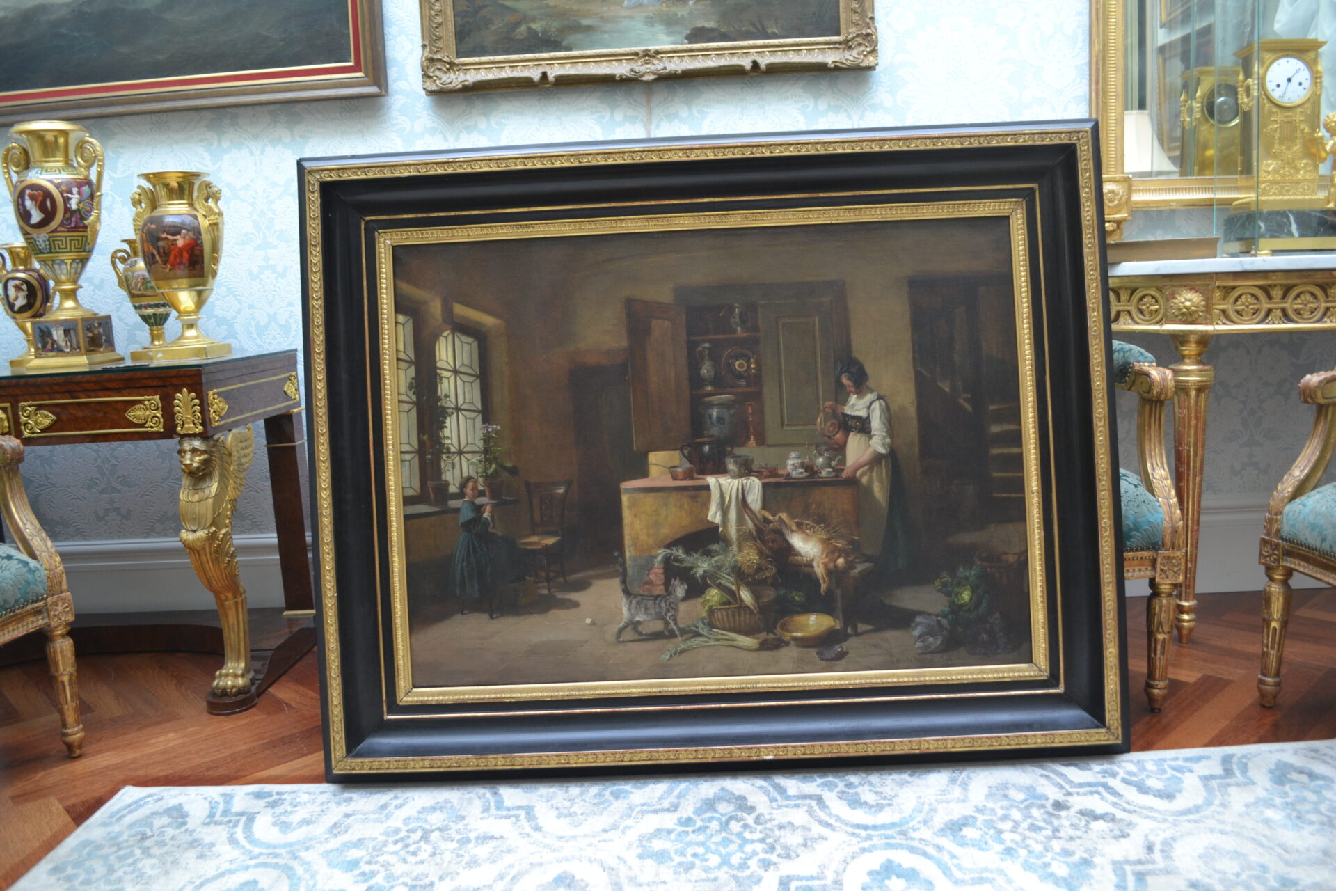 A Genre style oil painting of an interior scene by Paul Emile Faivre dated 1864 - Image 6