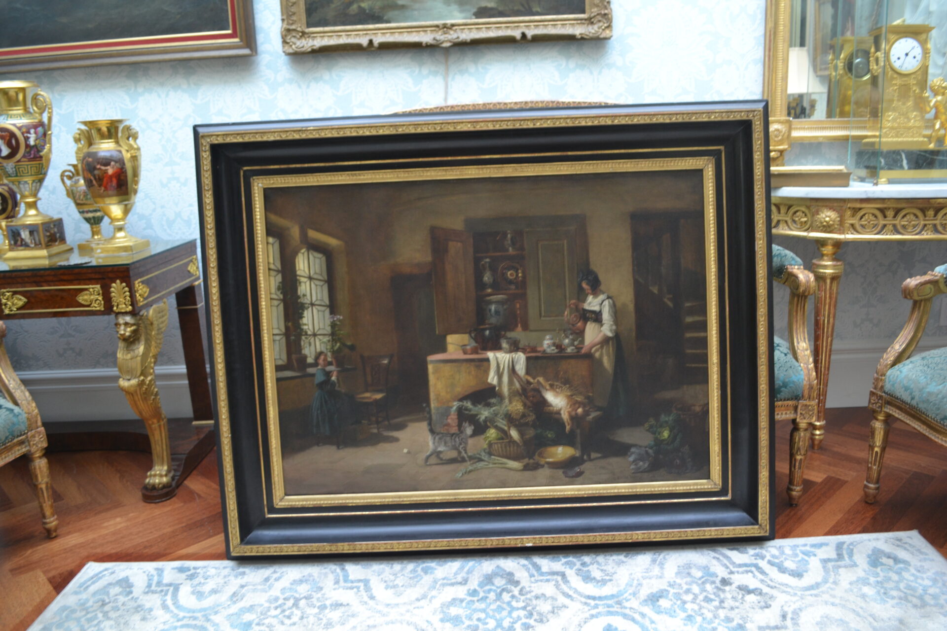 A Genre style oil painting of an interior scene by Paul Emile Faivre dated 1864 - Image 5