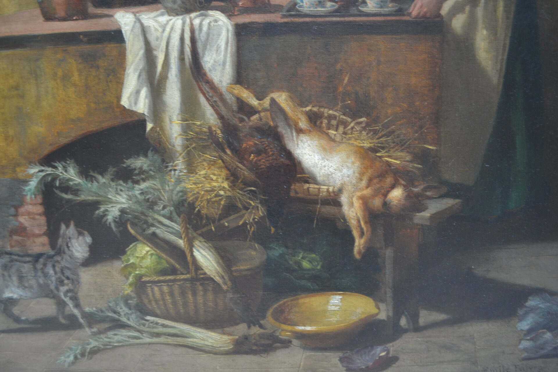 A Genre style oil painting of an interior scene by Paul Emile Faivre dated 1864 - Image 15