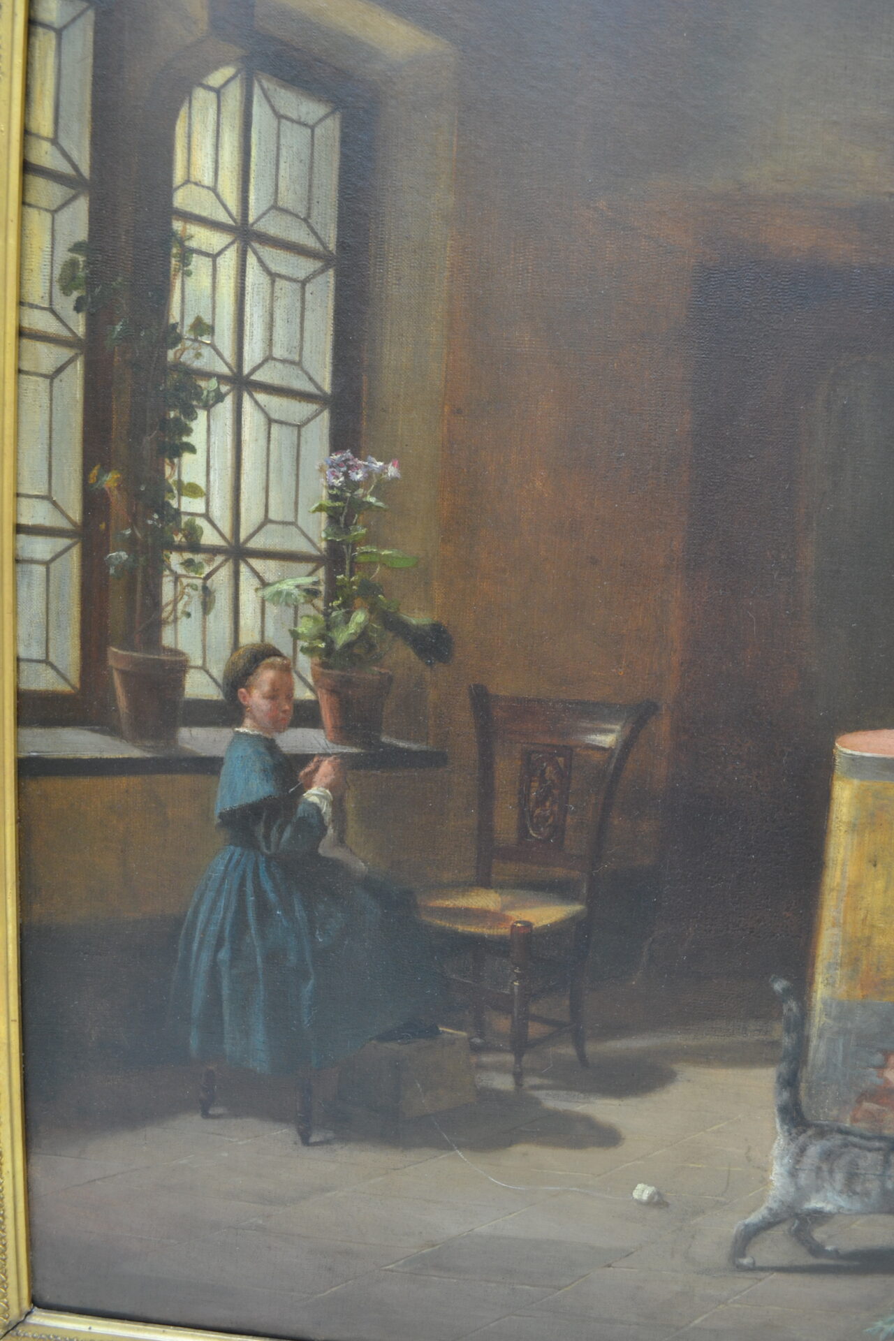 A Genre style oil painting of an interior scene by Paul Emile Faivre dated 1864 - Image 11