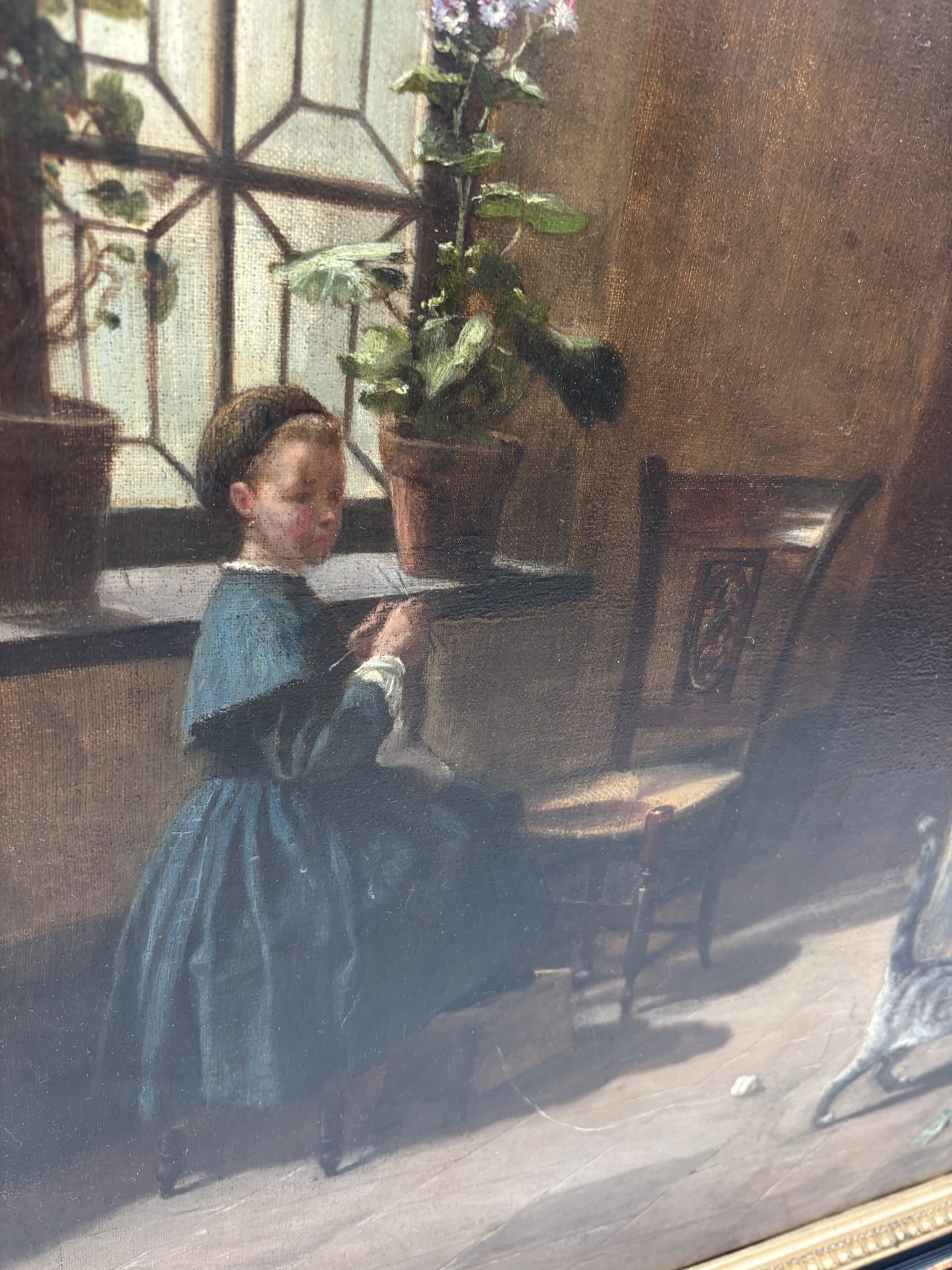 A Genre style oil painting of an interior scene by Paul Emile Faivre dated 1864 - Image 18