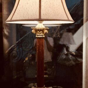 Griotte Marble and Bronze Neo Classical Column Lamp
