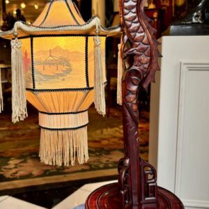 Mid-Century Mahogany Chinese Dragon Lantern Lamp