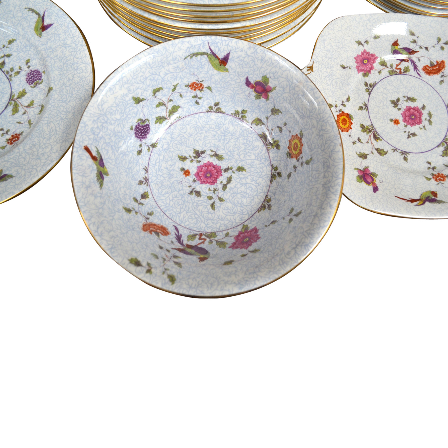 A 130 Piece Set of Crown Staffordshire China "Birds of Paradise" Pattern 1950"s - Image 2