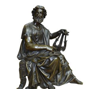 A Patinated Bronze Statue of a Seated Classical Scholar Signed Doriot