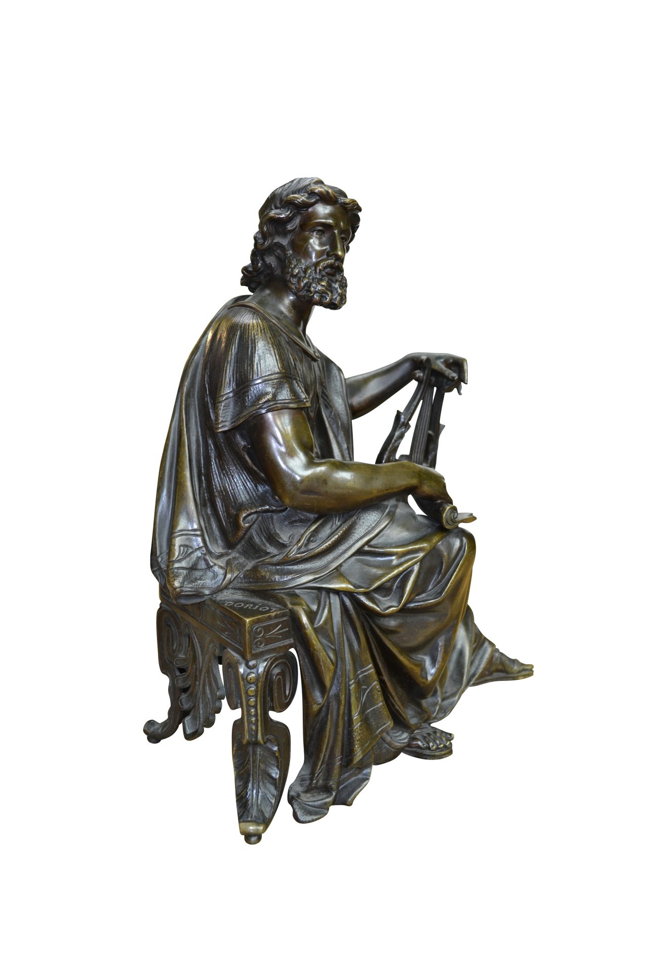 A Patinated Bronze Statue of a Seated Classical Scholar Signed Doriot - Image 4