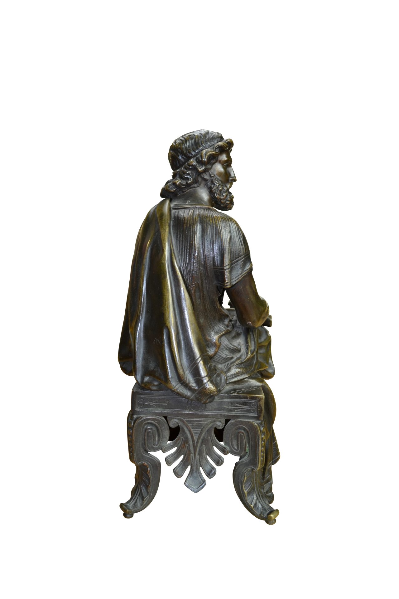 A Patinated Bronze Statue of a Seated Classical Scholar Signed Doriot - Image 5
