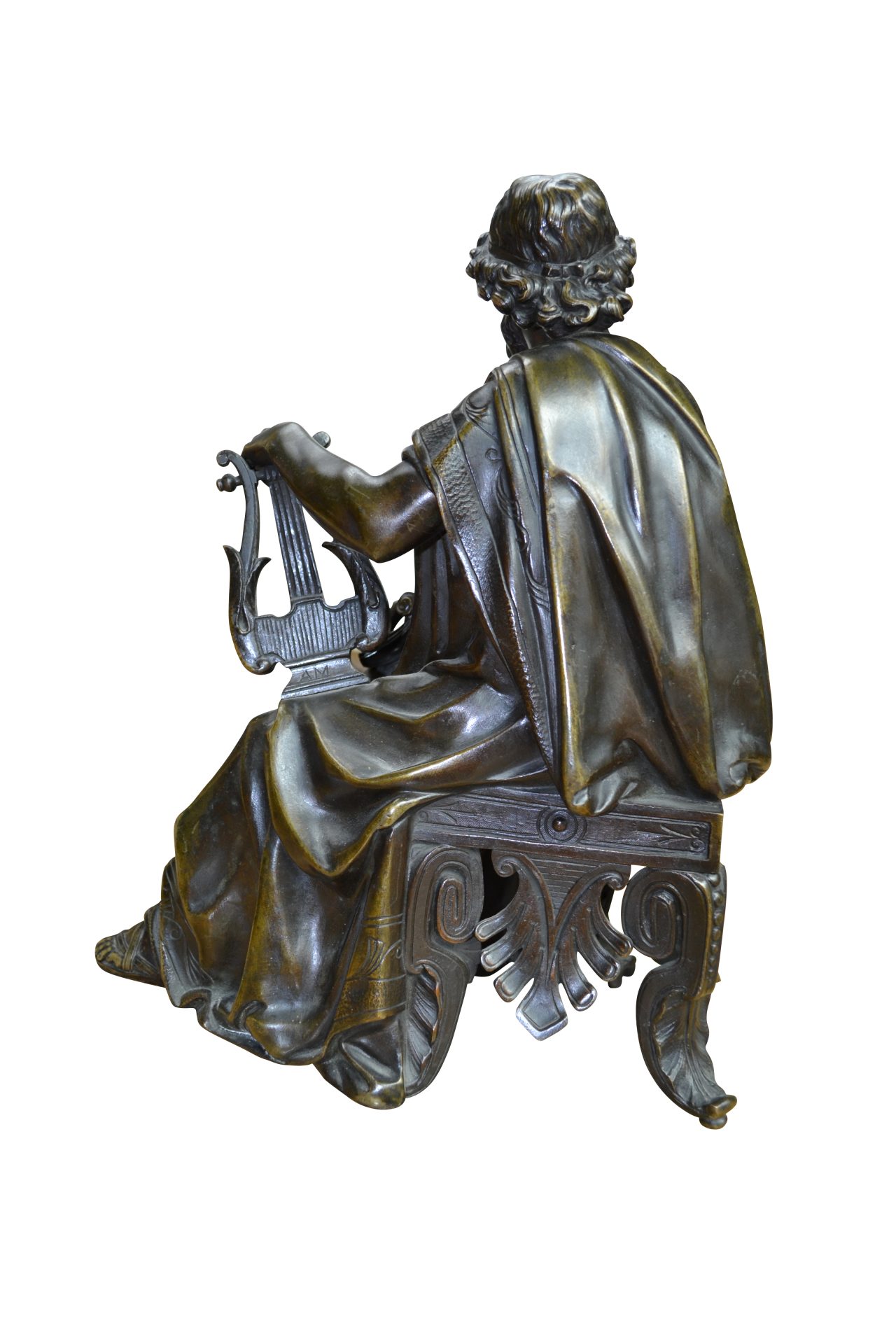 A Patinated Bronze Statue of a Seated Classical Scholar Signed Doriot - Image 2