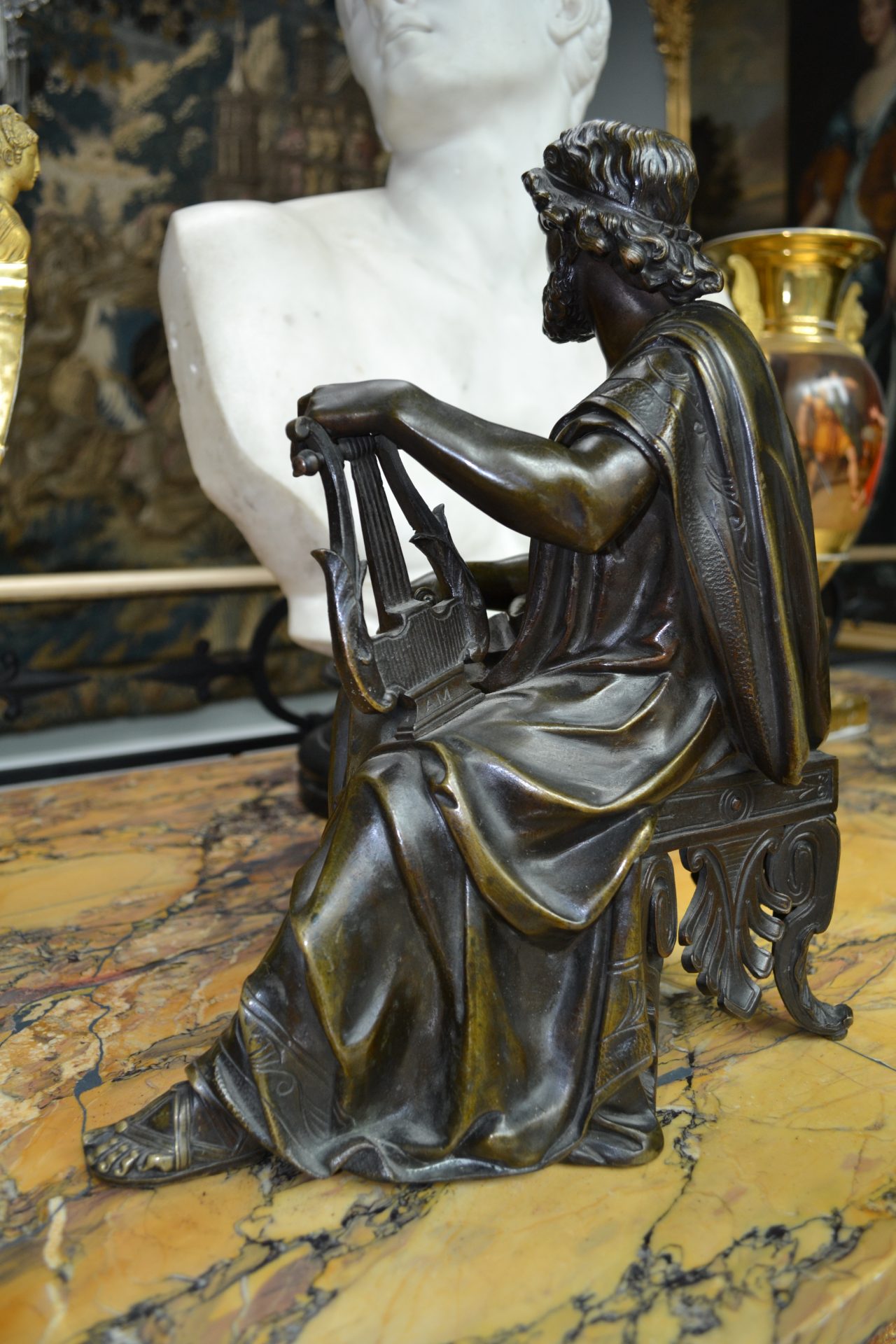 A Patinated Bronze Statue of a Seated Classical Scholar Signed Doriot - Image 11