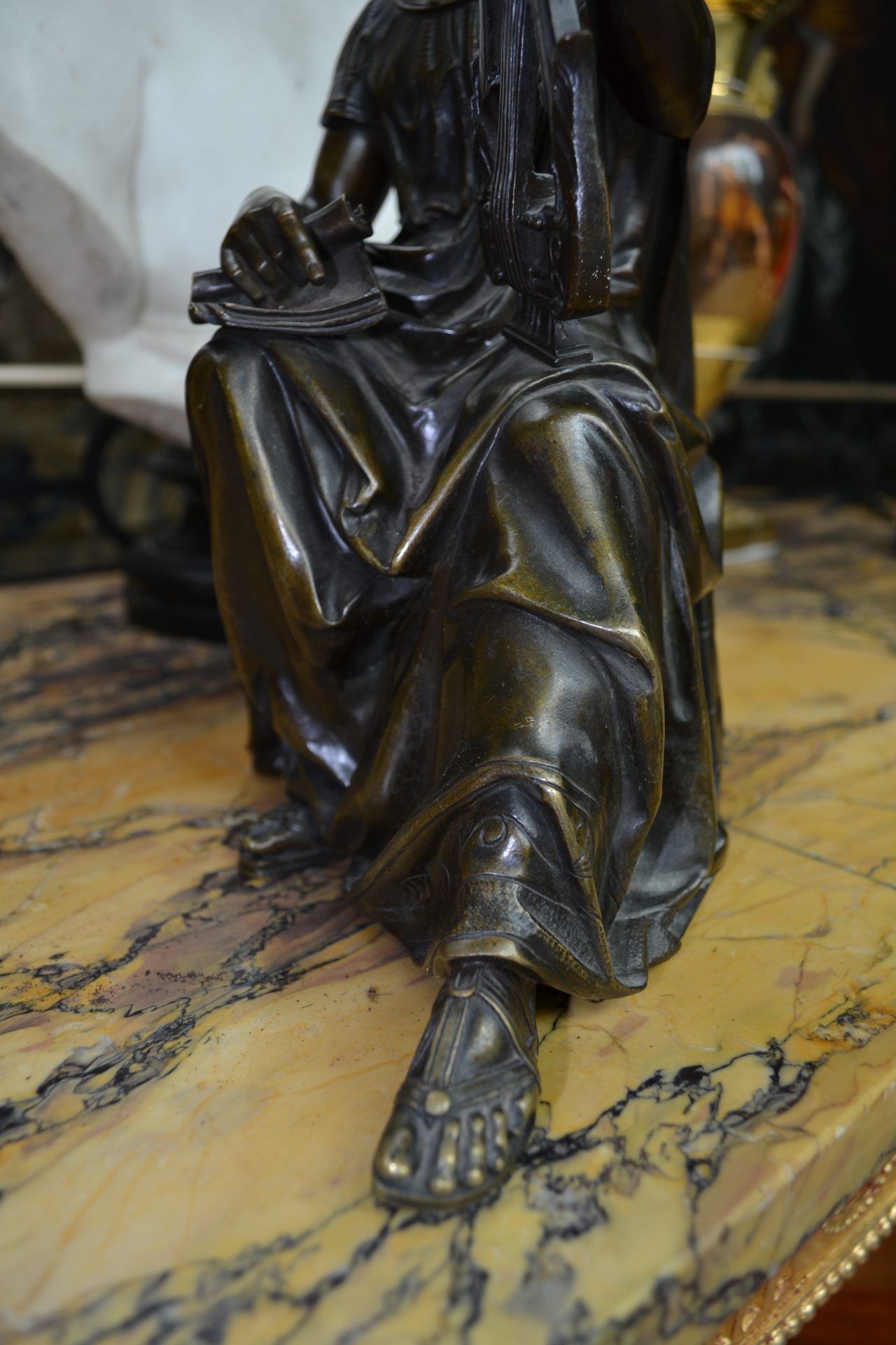 A Patinated Bronze Statue of a Seated Classical Scholar Signed Doriot - Image 9