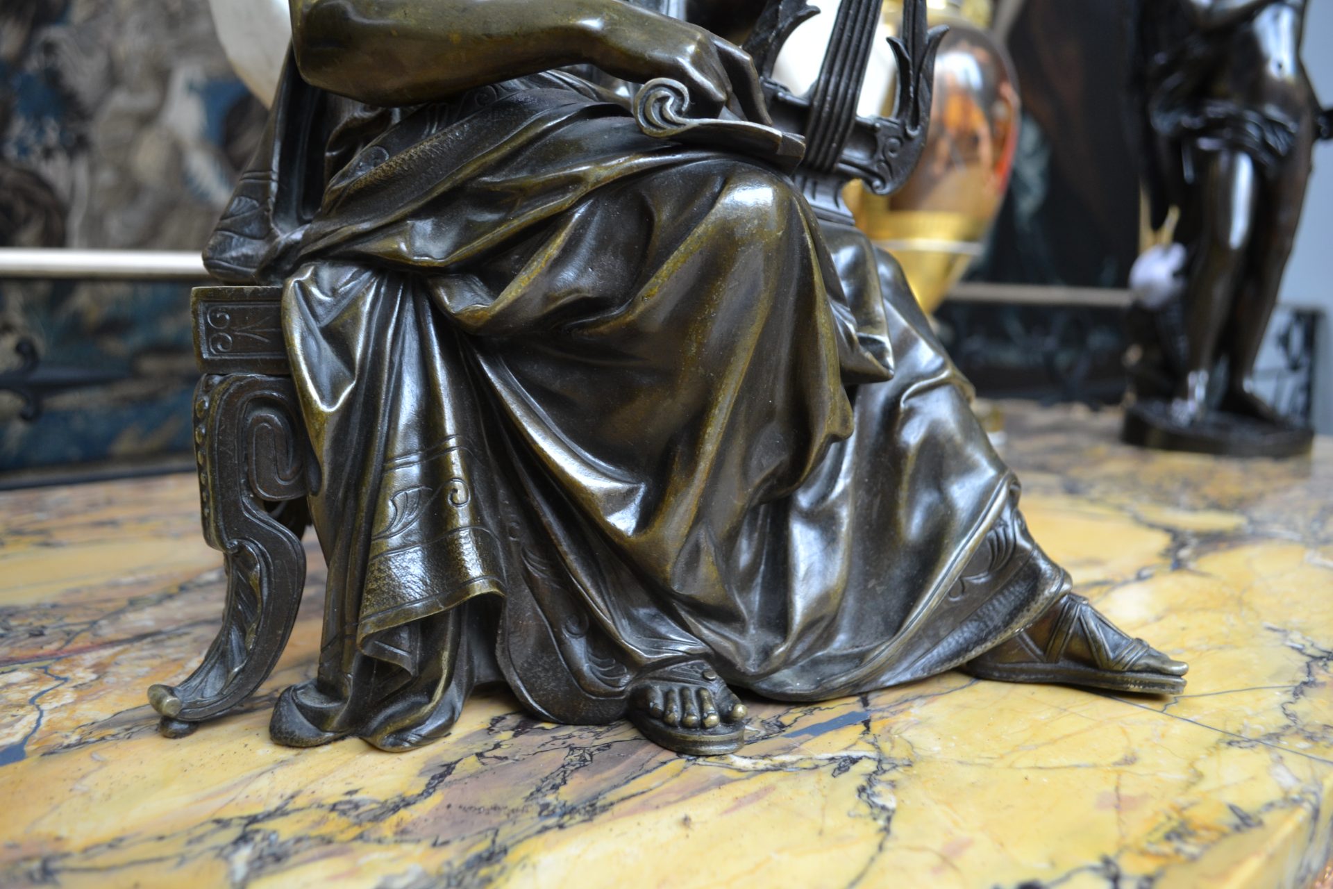 A Patinated Bronze Statue of a Seated Classical Scholar Signed Doriot - Image 8