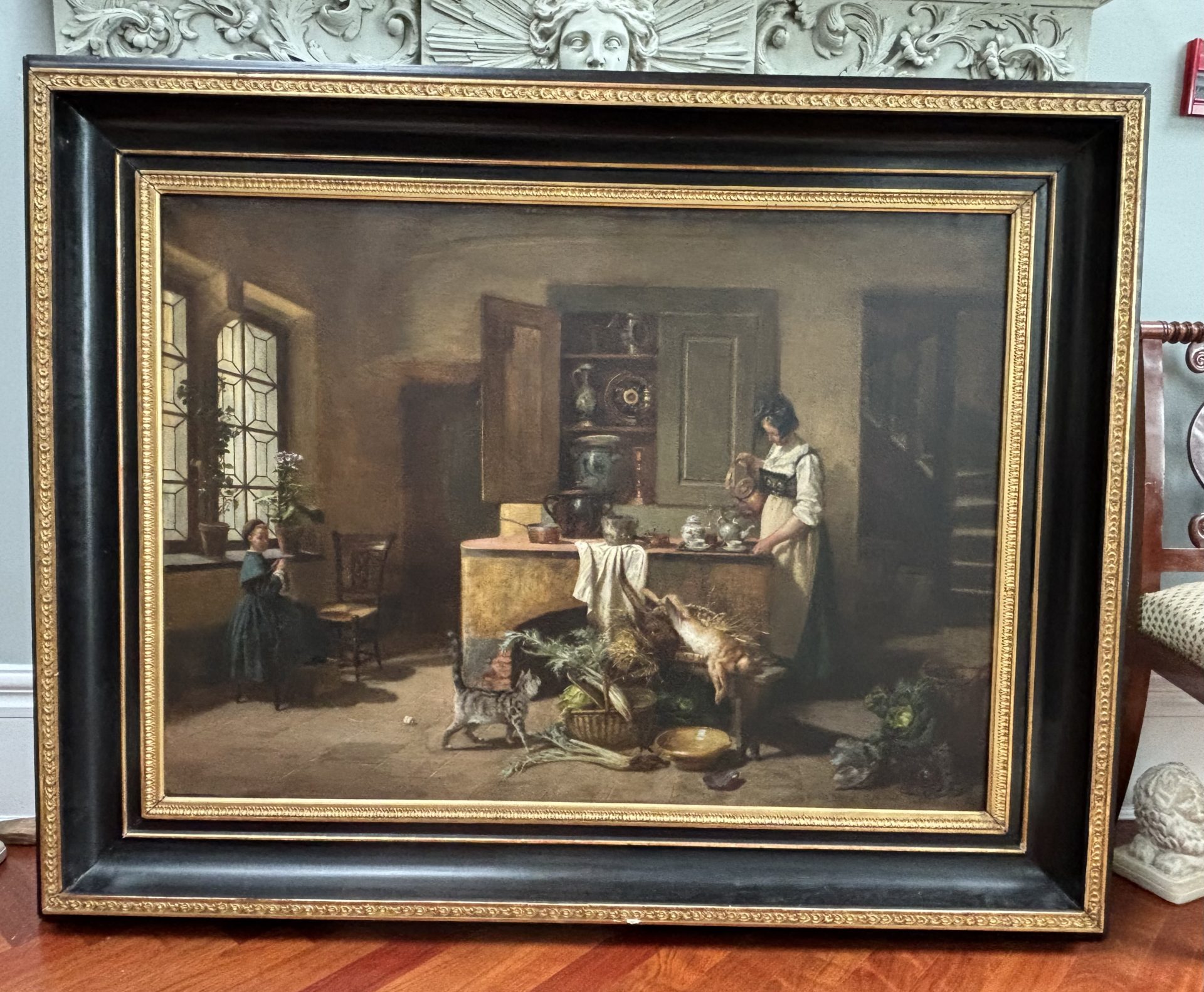 A Genre style oil painting of an interior scene by Paul Emile Faivre dated 1864 - Image 2