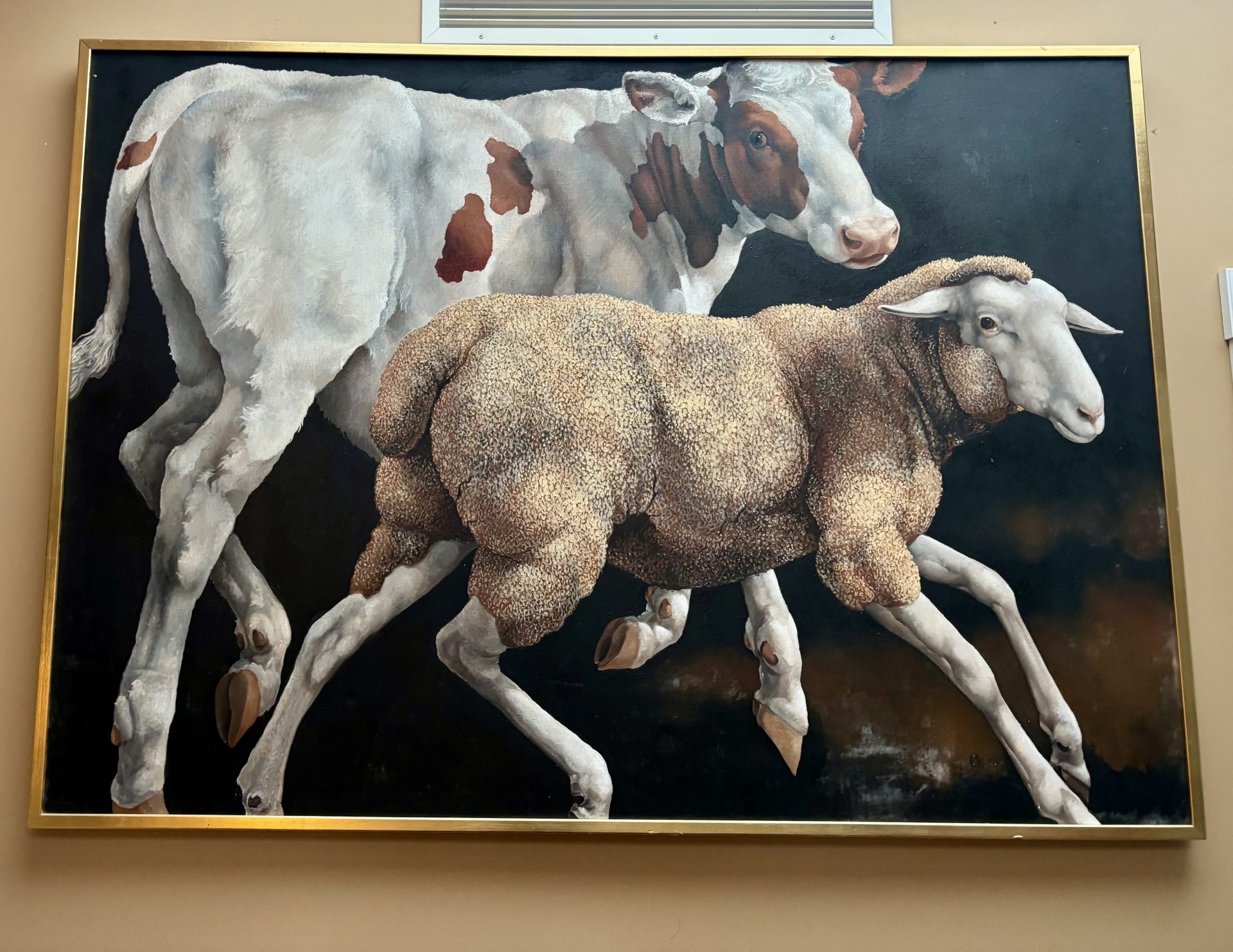 Lindee Climo 1987 lLarge Oil on canvas Titled "A Calf and a Yearling" - Image 9