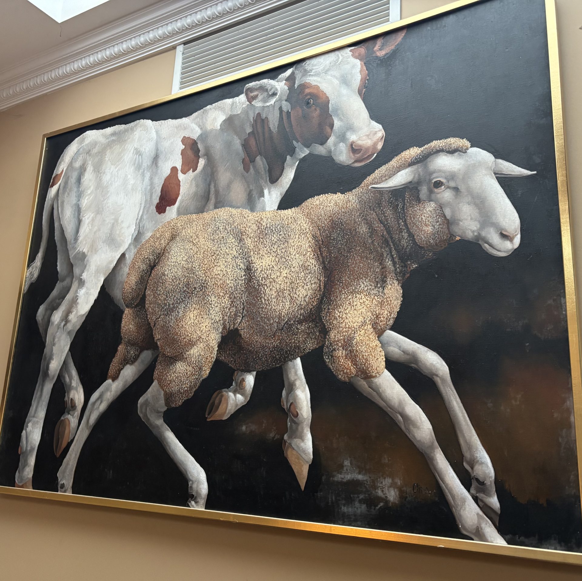 Lindee Climo 1987 lLarge Oil on canvas Titled "A Calf and a Yearling" - Image 10