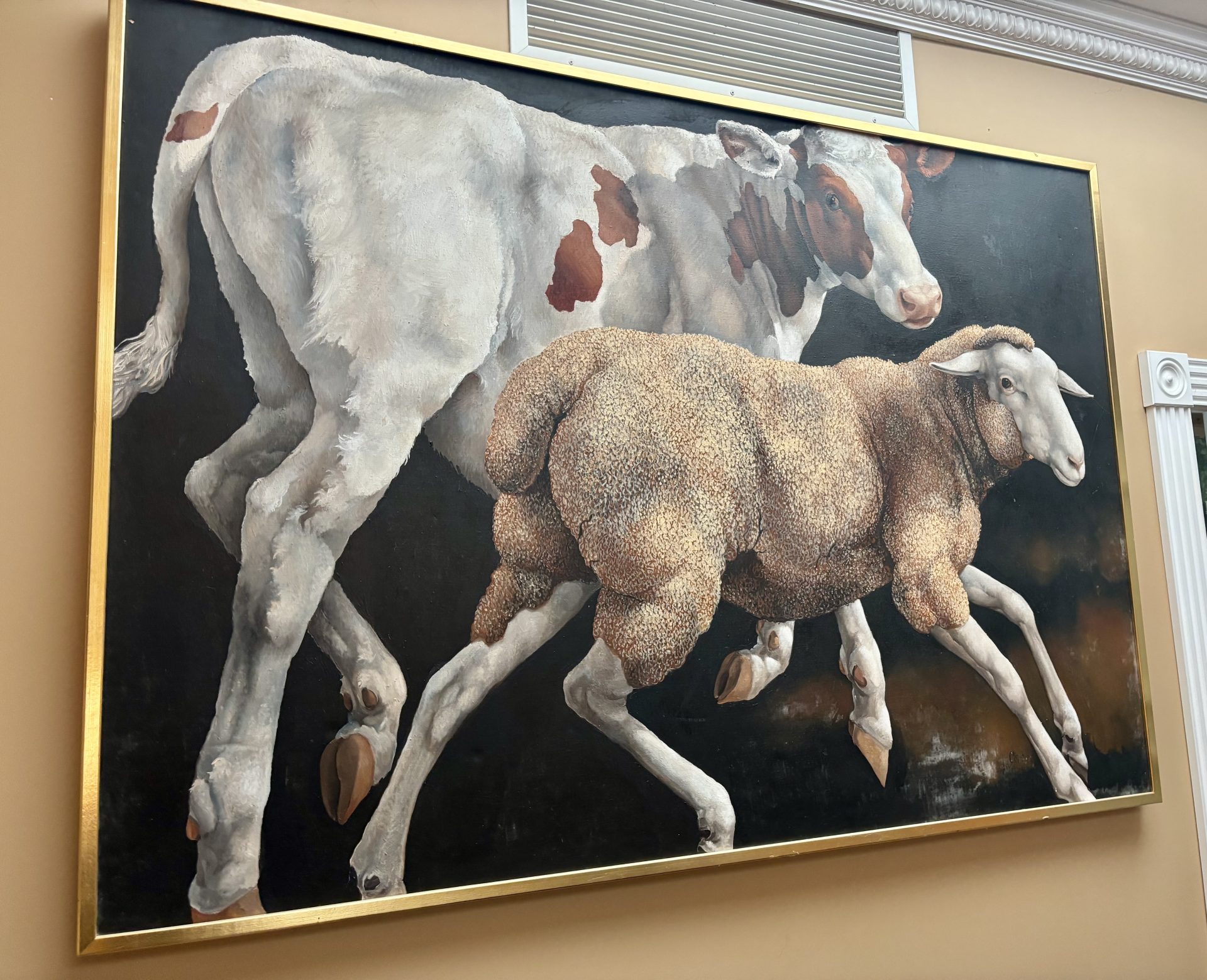 Lindee Climo 1987 lLarge Oil on canvas Titled "A Calf and a Yearling" - Image 16